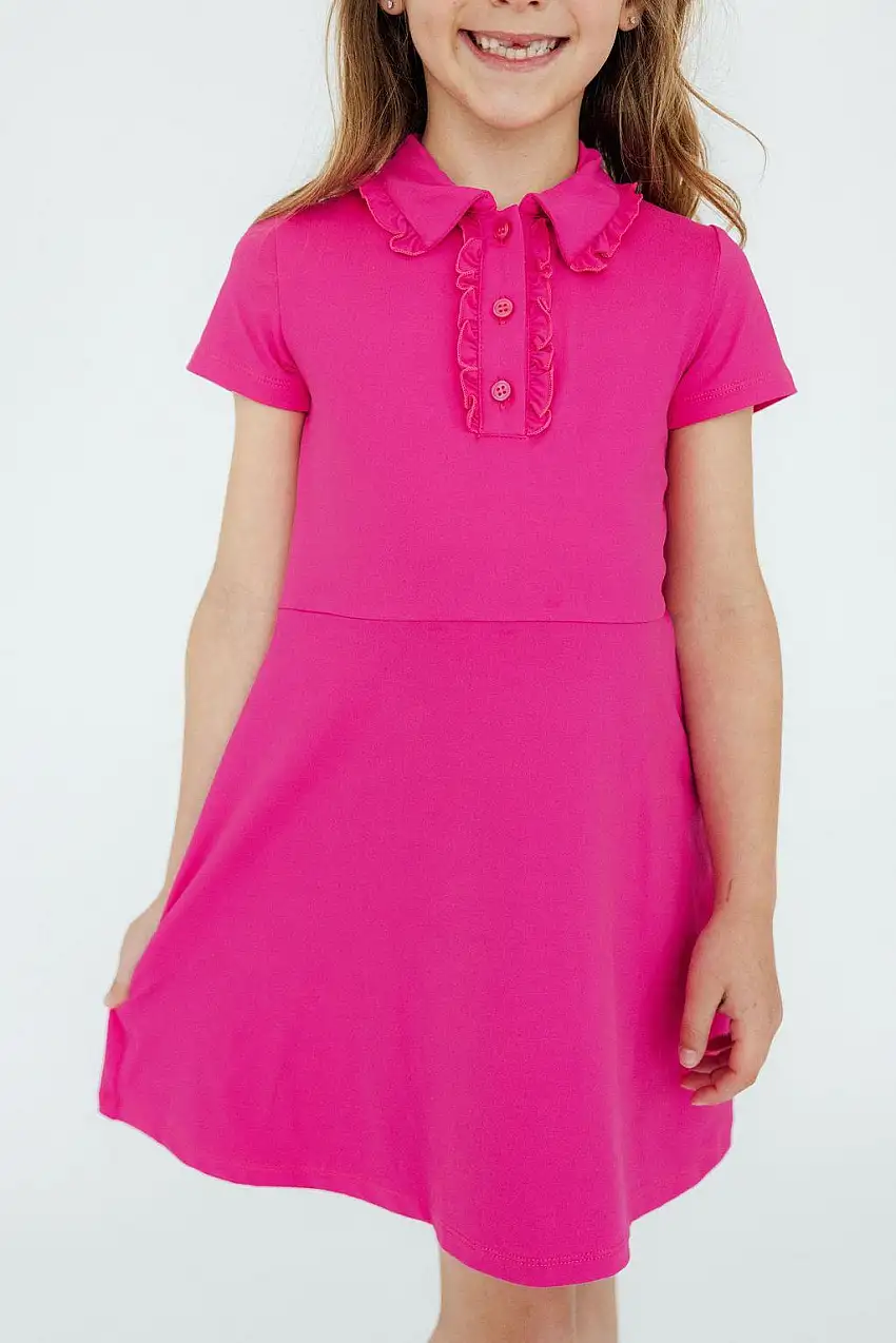 Hot Pink S/s Polo Dress