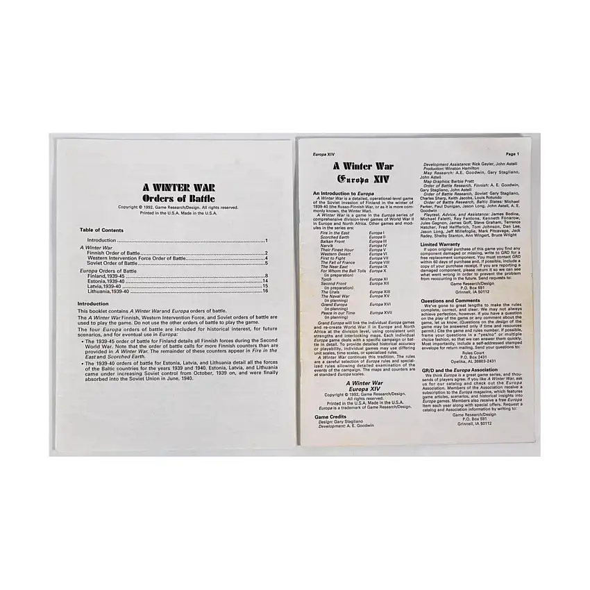 Winter War, A - Rules Only!