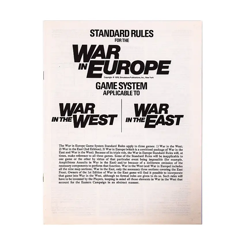 War in Europe - Standard Rules Only!