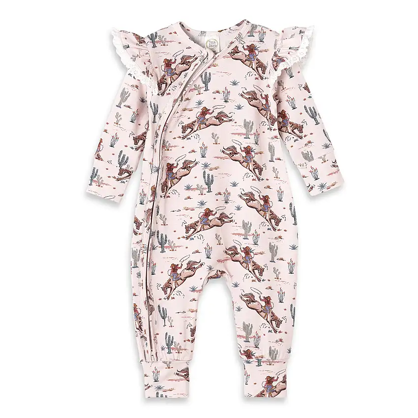 Prairie Princess Baby Girl Bamboo Western Zipper Romper