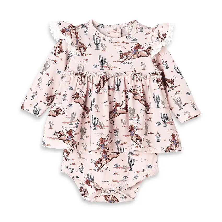 Prairie Princess Baby Girl Western Bamboo Skirted Bodysuit