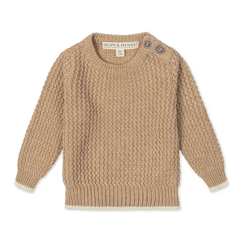Organic Crewneck Sweater With Buttons