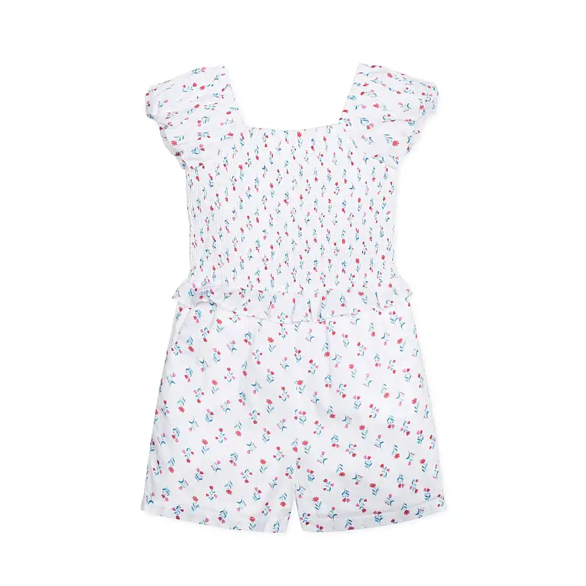 Organic Puff Sleeve Smocked Romper - Baby