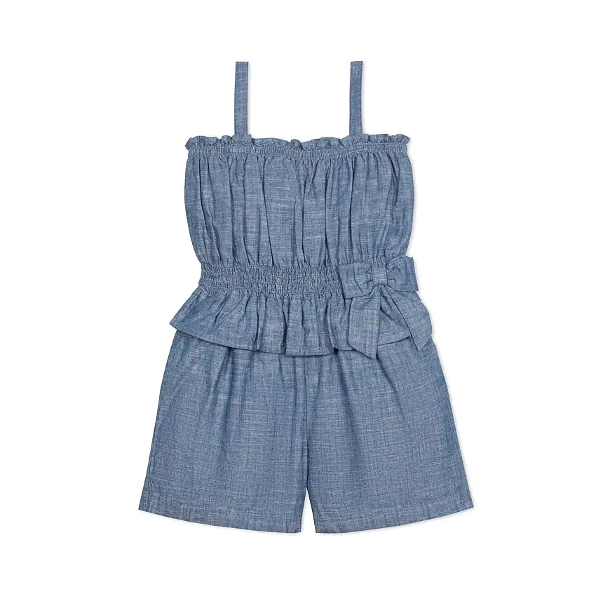 Organic Smocked Waist Chambray Romper