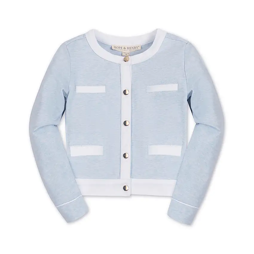 Organic French Terry Contrast Trim Cardigan