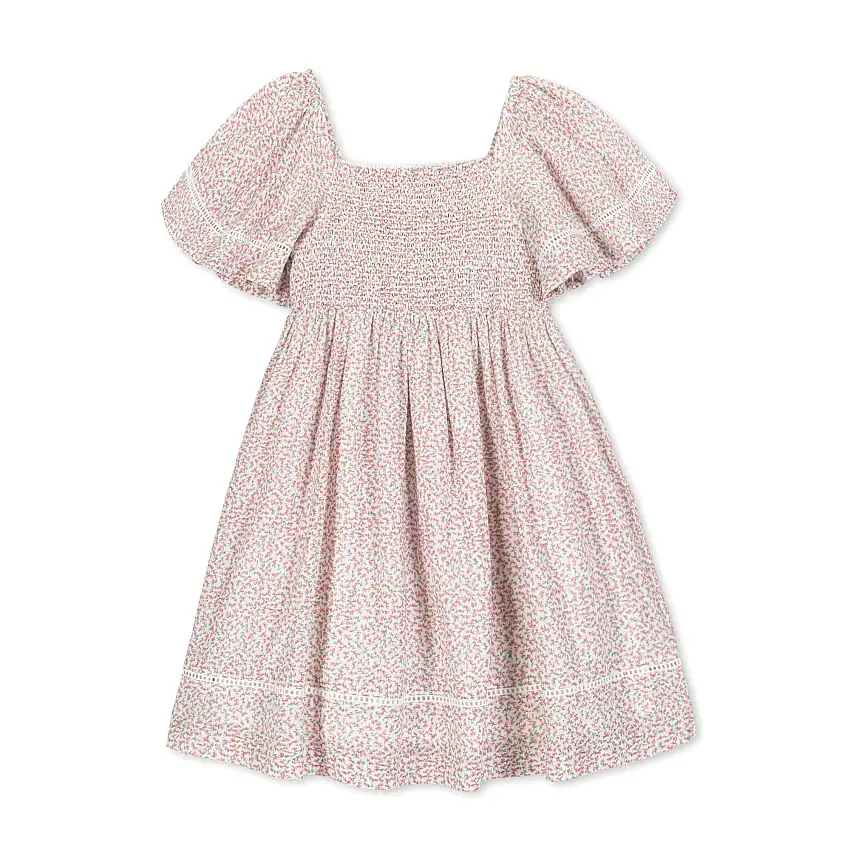 Organic Smocked Bell Sleeve Dress