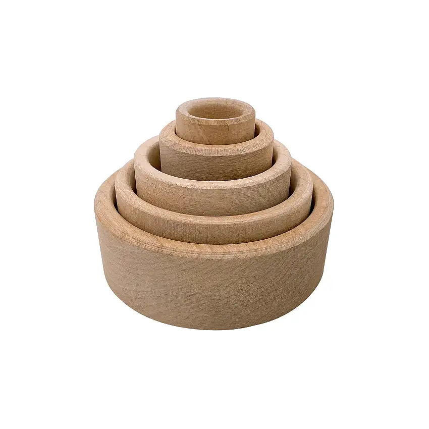 5 Pcs Natural Wooden Stacking nesting Cup bowl Set