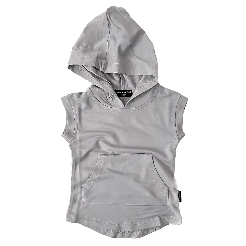 Bamboo Hooded Muscle Tee - Frost