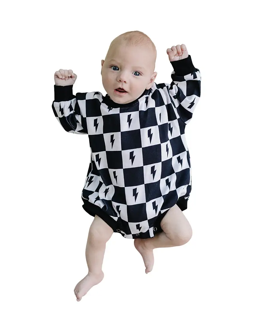 Bubble Romper | Charcoal Bolts