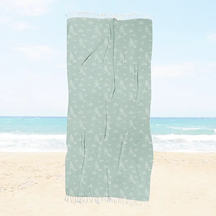 Sage Surfer Fringe Beach Towel