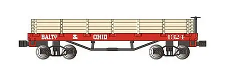 Bachmann 15452 N Scale Old-Time Wood Gondola - Baltimore & Ohio #1324 (red)