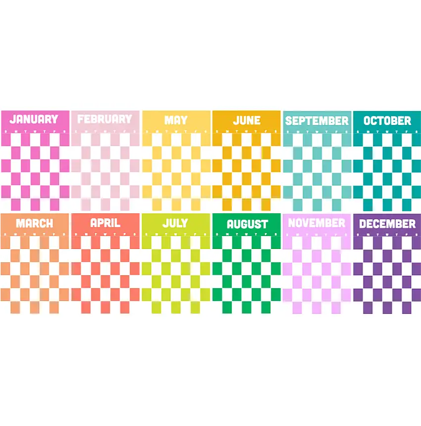 Rainbow Checkerboard Wall Calendar