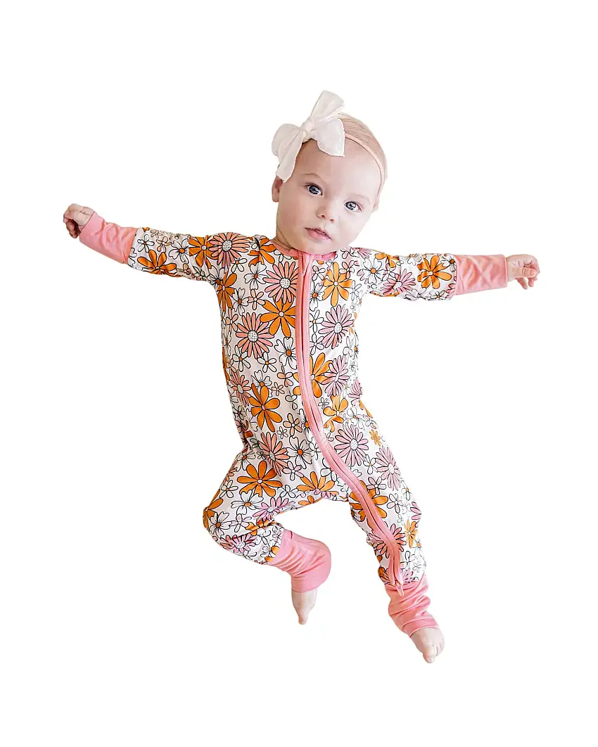 Bamboo Zip Romper | Retro Garden