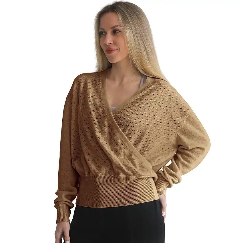 100% Cashmere Wrap Sweater - Bloom (camel)