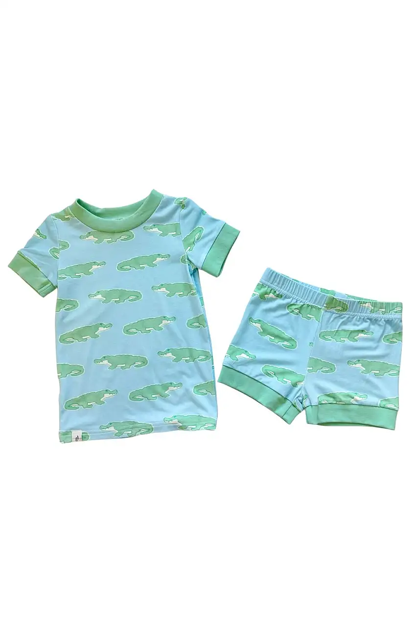 Blue Gator Shirt And Short Pajama Set