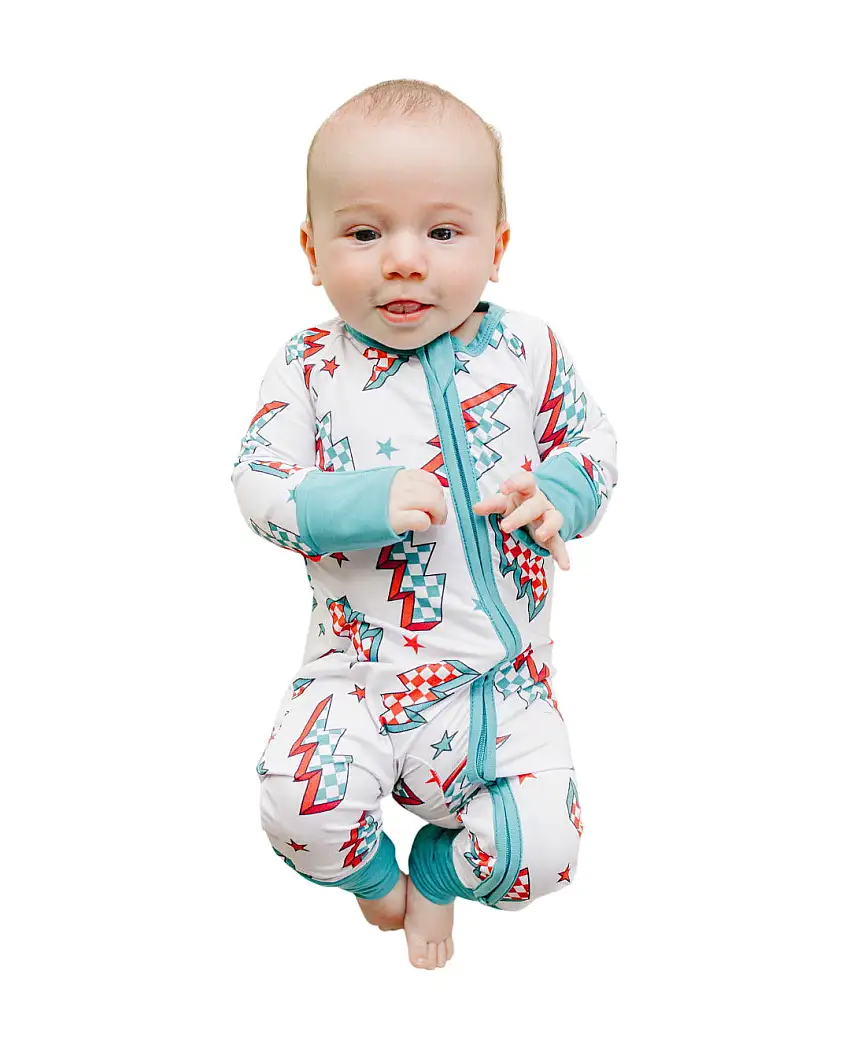 Bamboo Zip Romper | Checkered Bolts