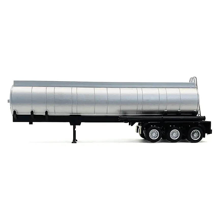 3-Axle Chemical Tanker Trailer Silver 1/87 (HO) Plastic Model by Promotex