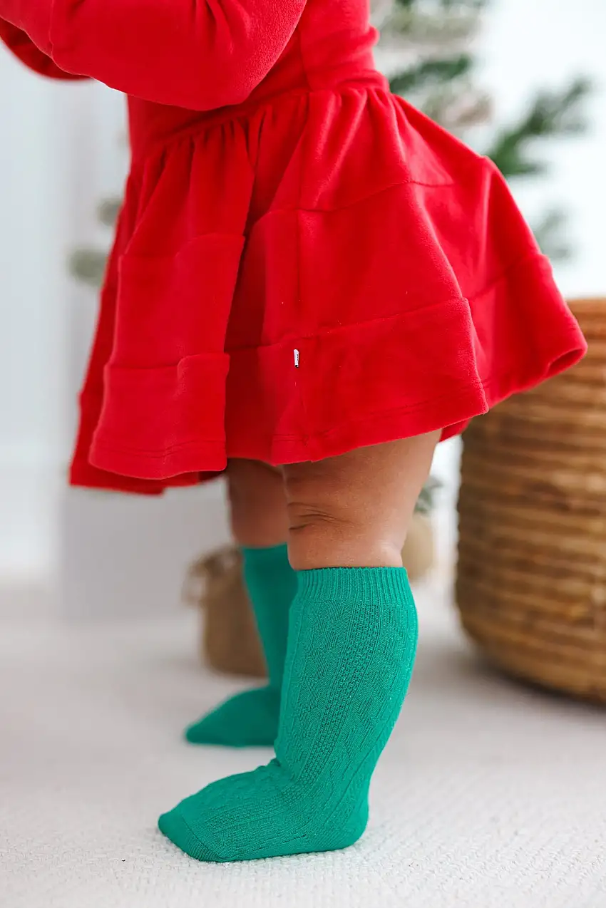 Knee-high Socks Set- Red And Green
