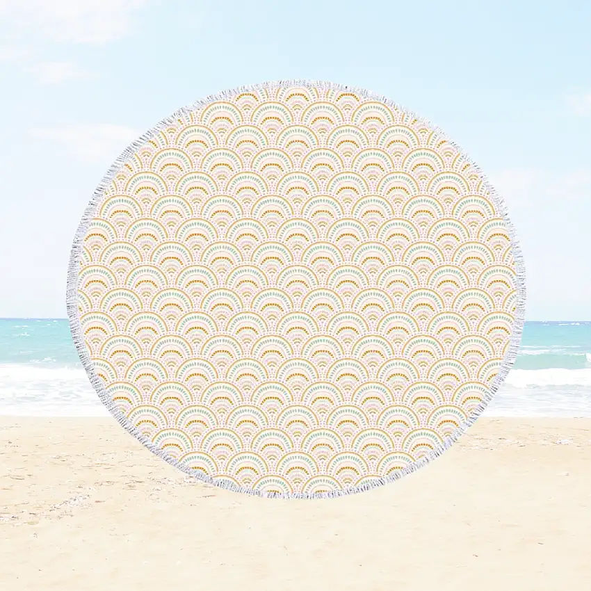 Boho Rainbows Round Beach Towel Blanket