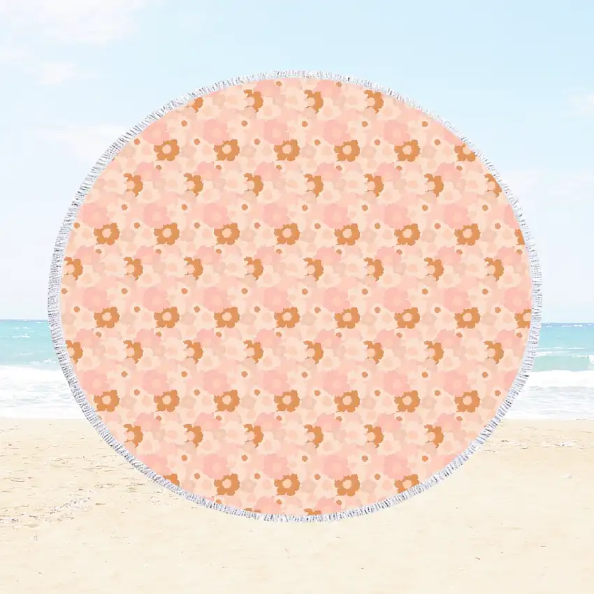 Blush Meadow Round Beach Towel Blanket