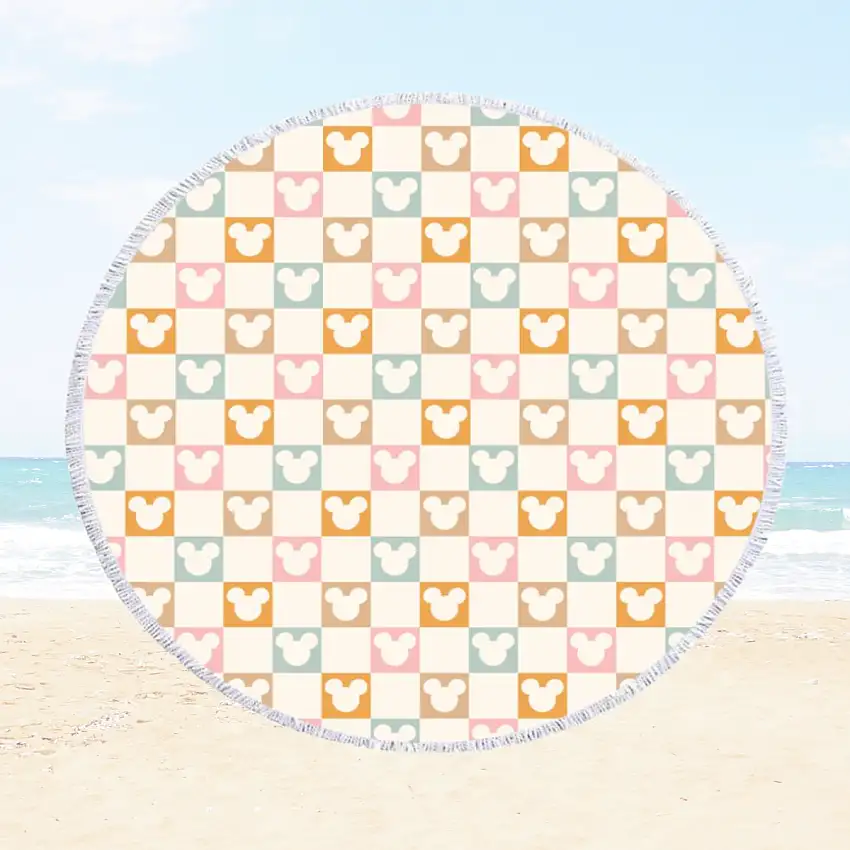 Checkered Magic Round Beach Towel Blanket