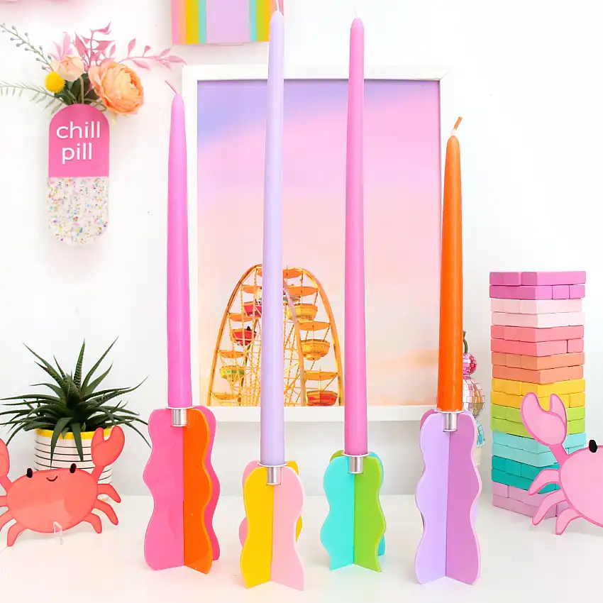 Wavy Acrylic Candle Holders