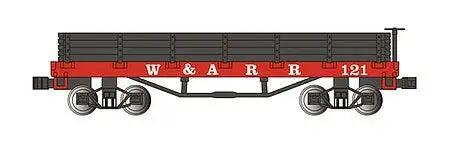 Bachmann 15451 N Scale Old-Time Wood Gondola - Western & Atlantic #121 (red)