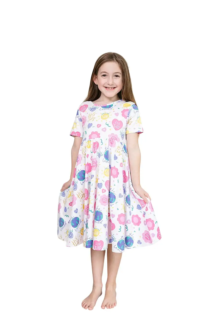 For God So Loved The World Twirl Dress Cotton