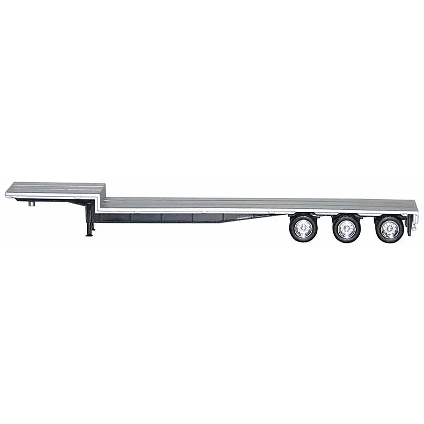48ft 3-Axle Drop Deck Trailer with Chrome Wheels and Silver Top 1/87 (HO) Plastic Model by Promotex