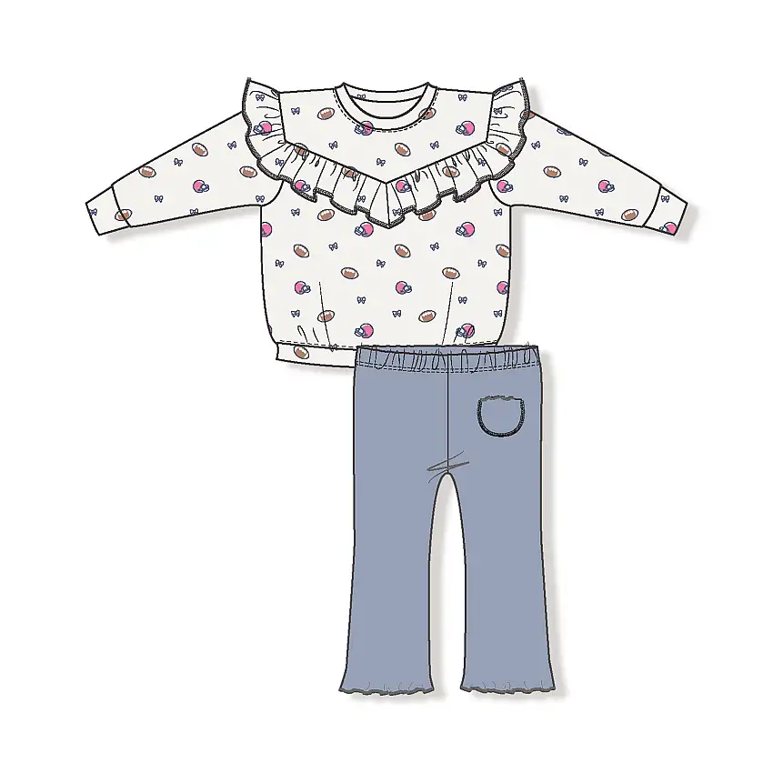 Ruffle Waffle Top And Waffle Flare Pant