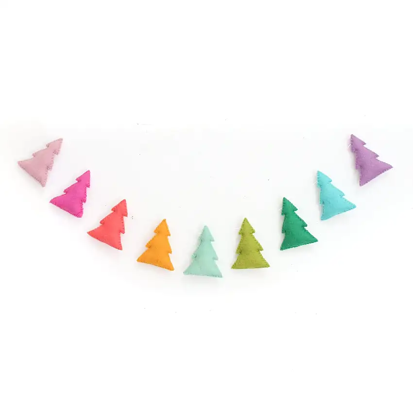 Rainbow Christmas Tree Felt Garland
