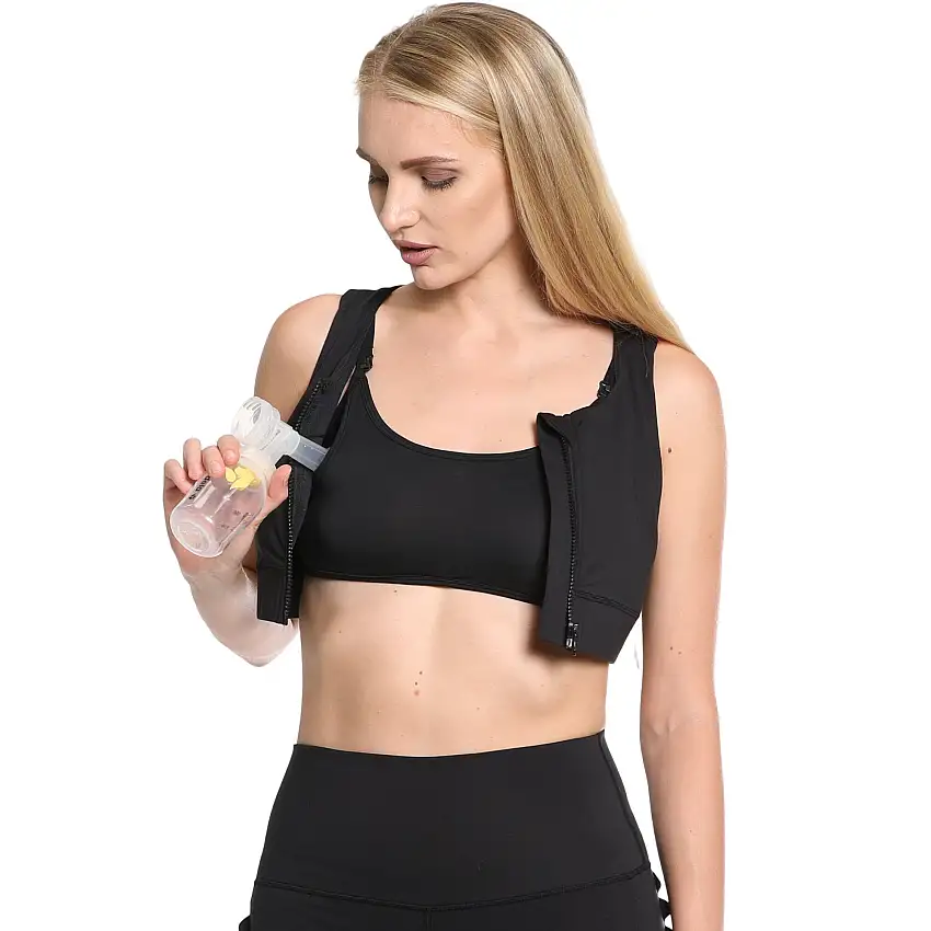 Capucine 2 - High Neck High Support Nursing & Hands Free Pumping Sports Bra (noir)