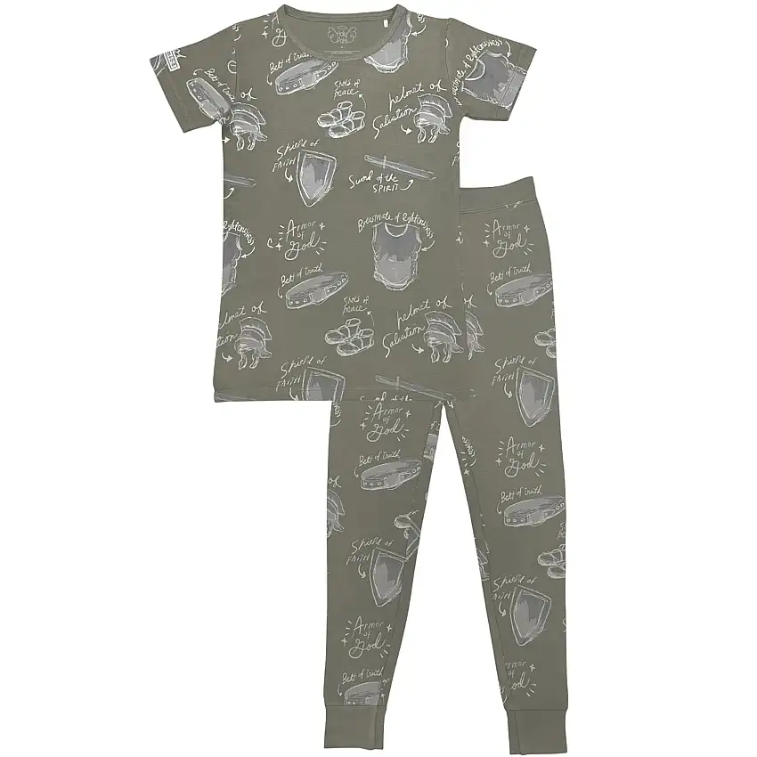 Armor Of God Green Pj Short Sleeve & Pants Set Bamboo