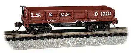 Bachmann 15455 N Scale Old-Time Wood Gondola - Ready to Run -- Lake Shore & Michigan Southern (Boxcar Red)