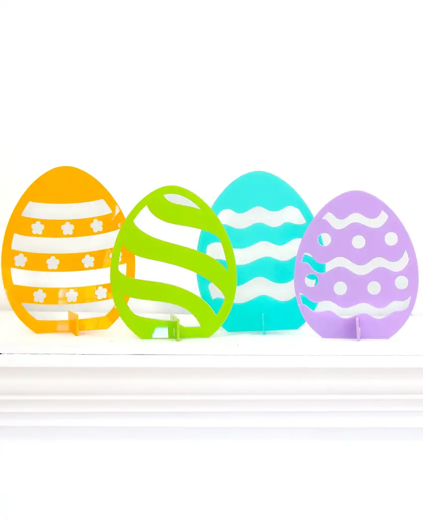 Lime, Turquoise, Yellow, And Lavender Acrylic Easter Egg Standing Decor