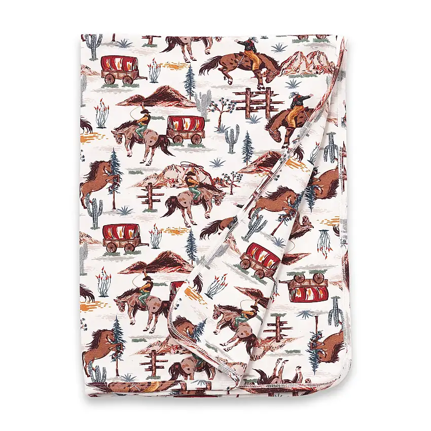 Cowboy Western Spirit Baby Boy Bamboo Stroller Blanket