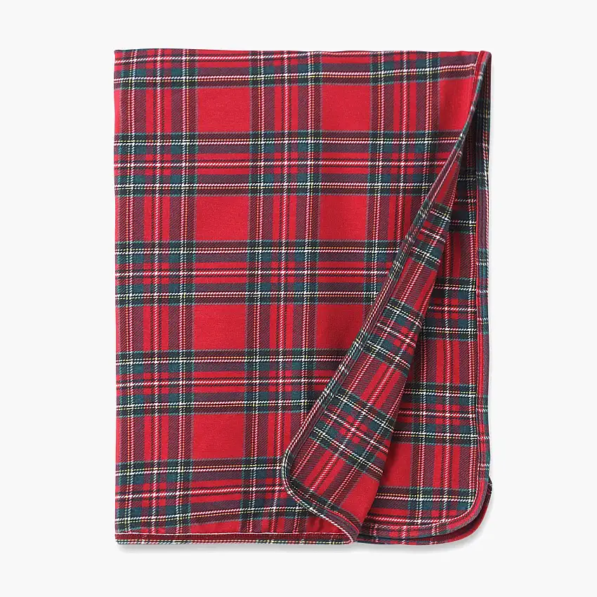 Christmas Bamboo Baby Stroller Blanket – Classic Red Tartan Plaid