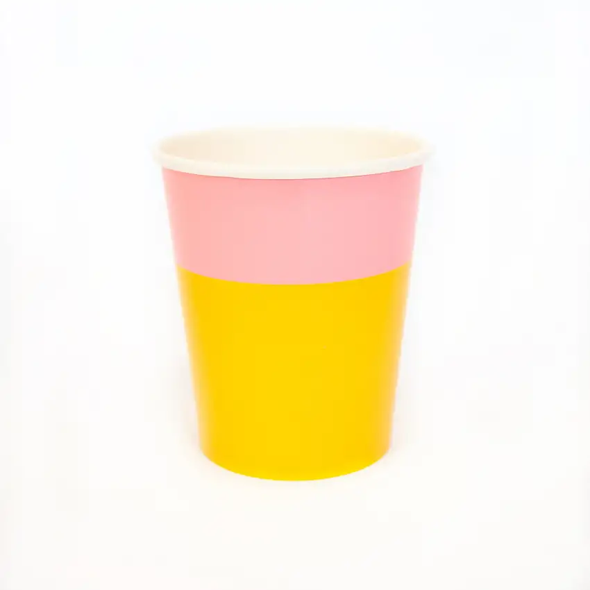 Yellow And Light Pink Color Block Cup
