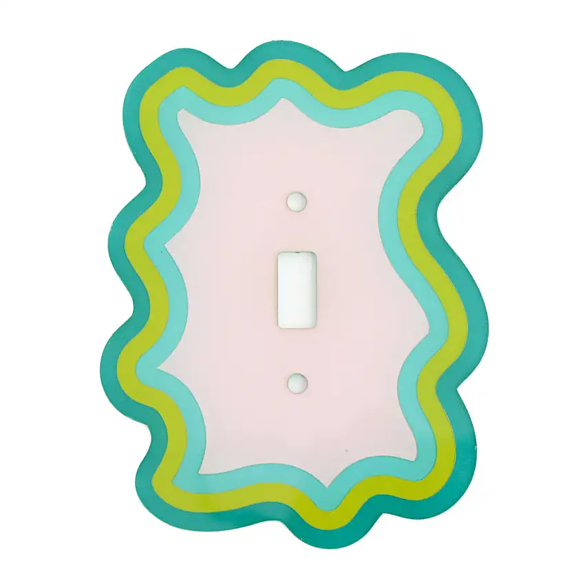 Turquoise And Lime Squiggle Light Switch Plate