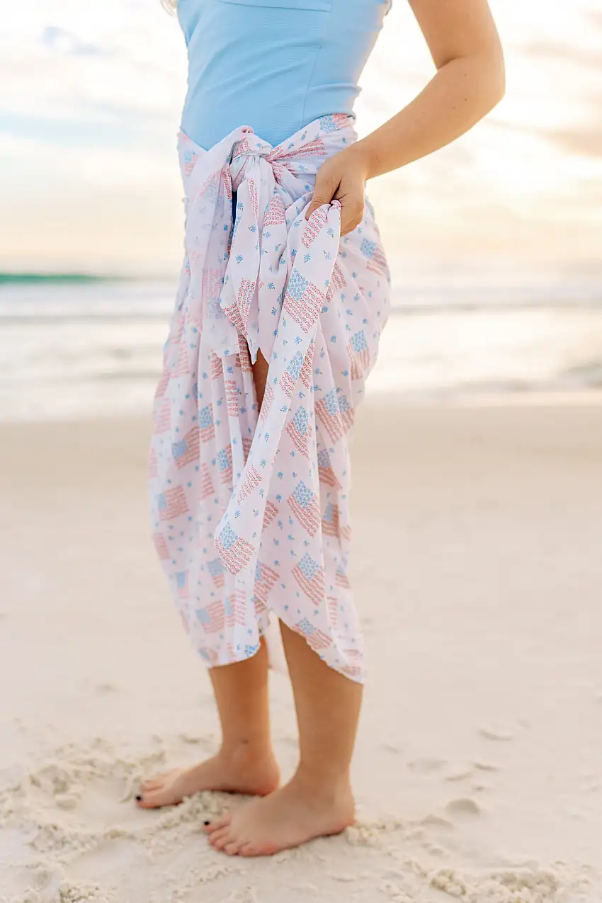 Swim Sarong ~ Floral Flag