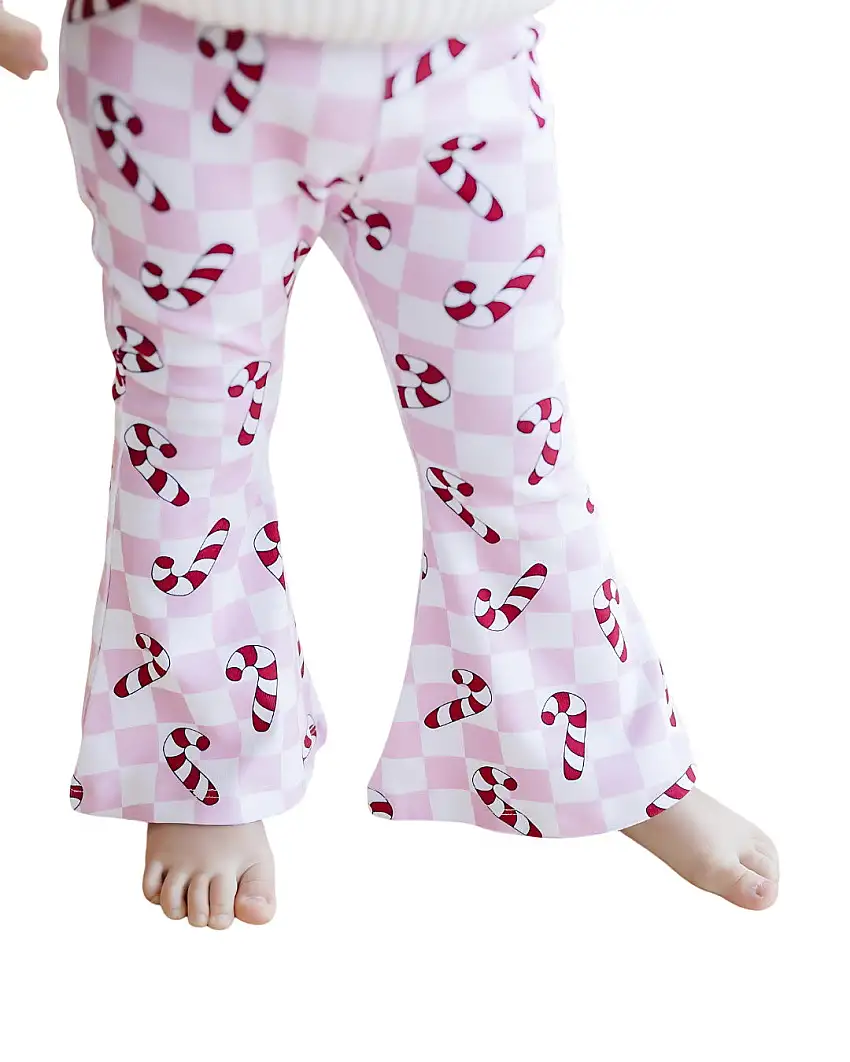 Checkered Candy Cane Flare Pants | Pink