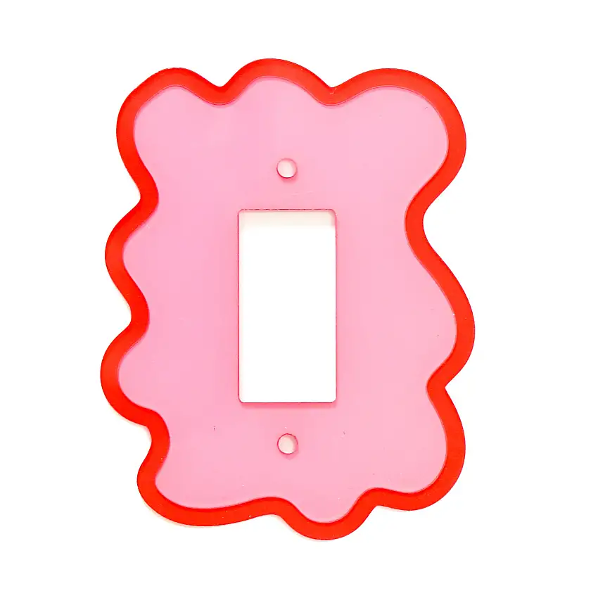 Red And Pink Squiggle Light Switch Cover