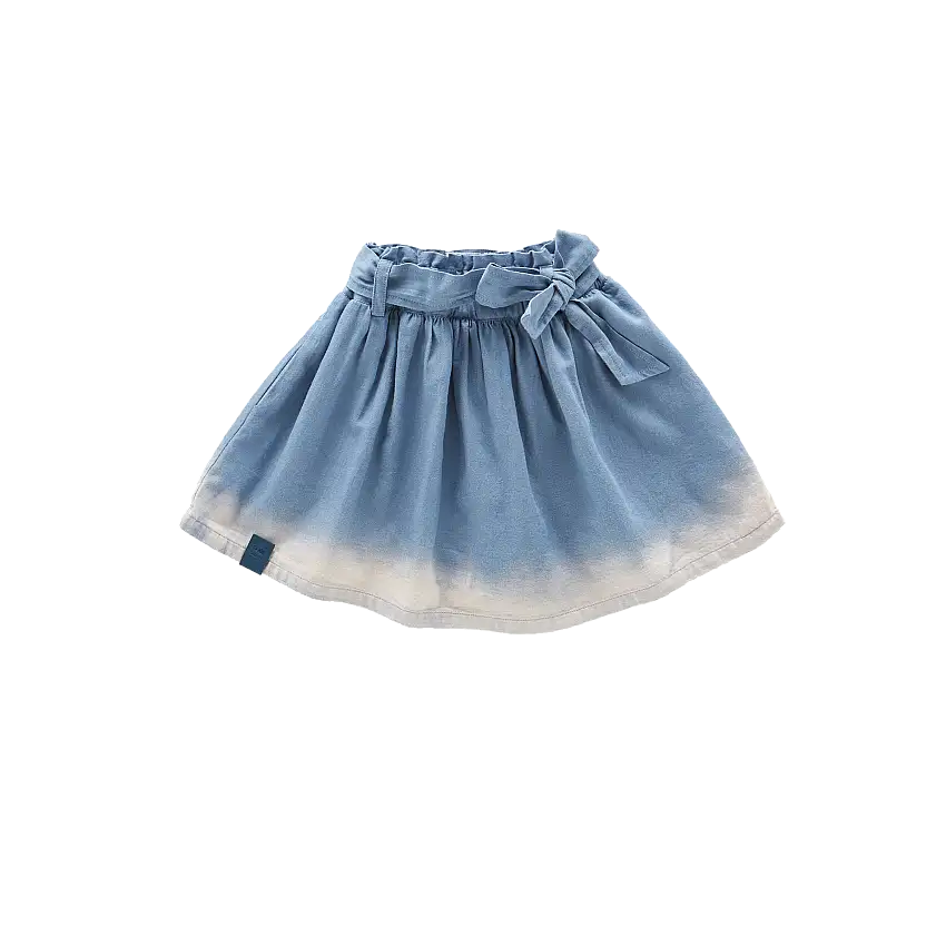 Denim Skirt With Belt | Light Blue