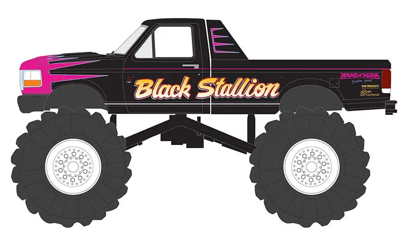 Greenlight 49110-E 1/64 Scale Black Stallion - 1992 Ford F-250 Monster Truck