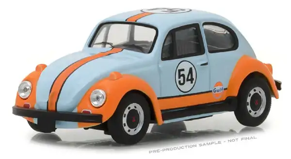 Greenlight 87010-D 1/43 Scale Gulf Oil Racer - 1966 Volkswagen Beetle Running
