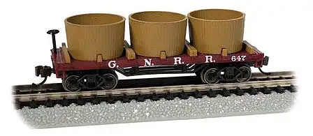 Bachmann 15555 N Scale Old-Time Wood Tank Car with 3 Tanks - Ready to Run -- Great Northern (Boxcar Red)
