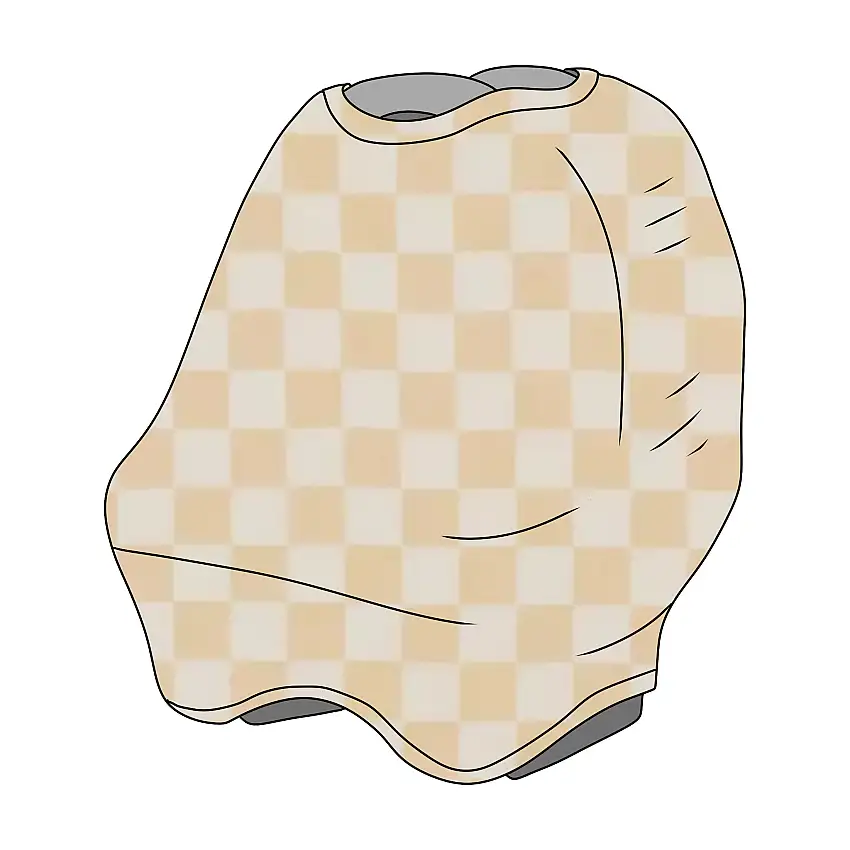 Natural Creme & White Checkered Carseat Cover