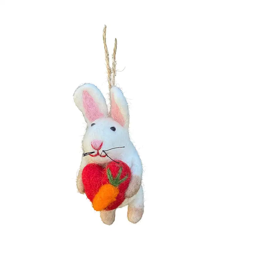 Felt Ornament - Bunny Holding A Heart