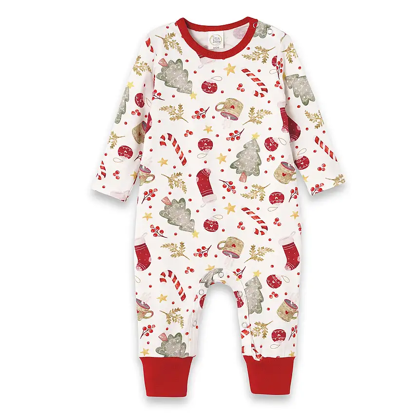 Baby Holiday Bamboo Romper – Christmas Print One-piece - Noel