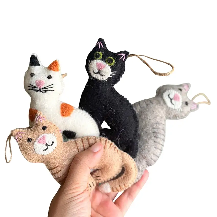 Felt Ornament - Stitched Cat
